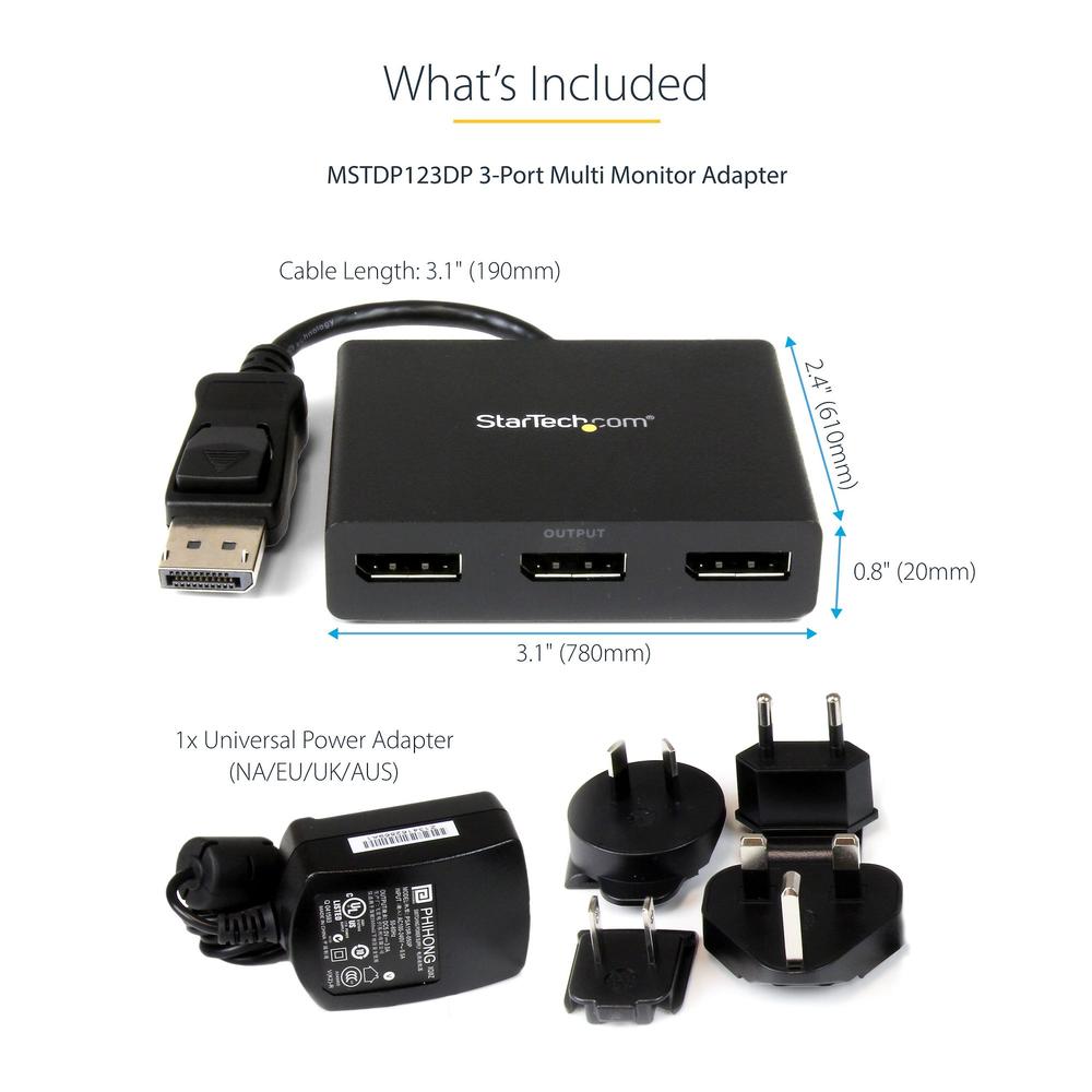 HUB DISPLAYPORT 3 PUERTOS MST