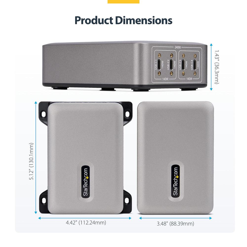 CARGADOR PARA PORTATIL STARTECH 240W 4X USB TIPO C