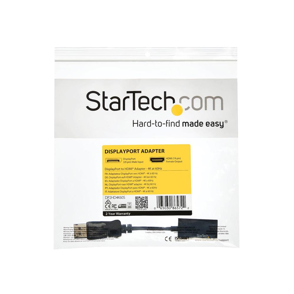 ADAPTADOR DISPLAYPORT A HDMI STARTECH MACHO-HEMBRA/ NEGRO
