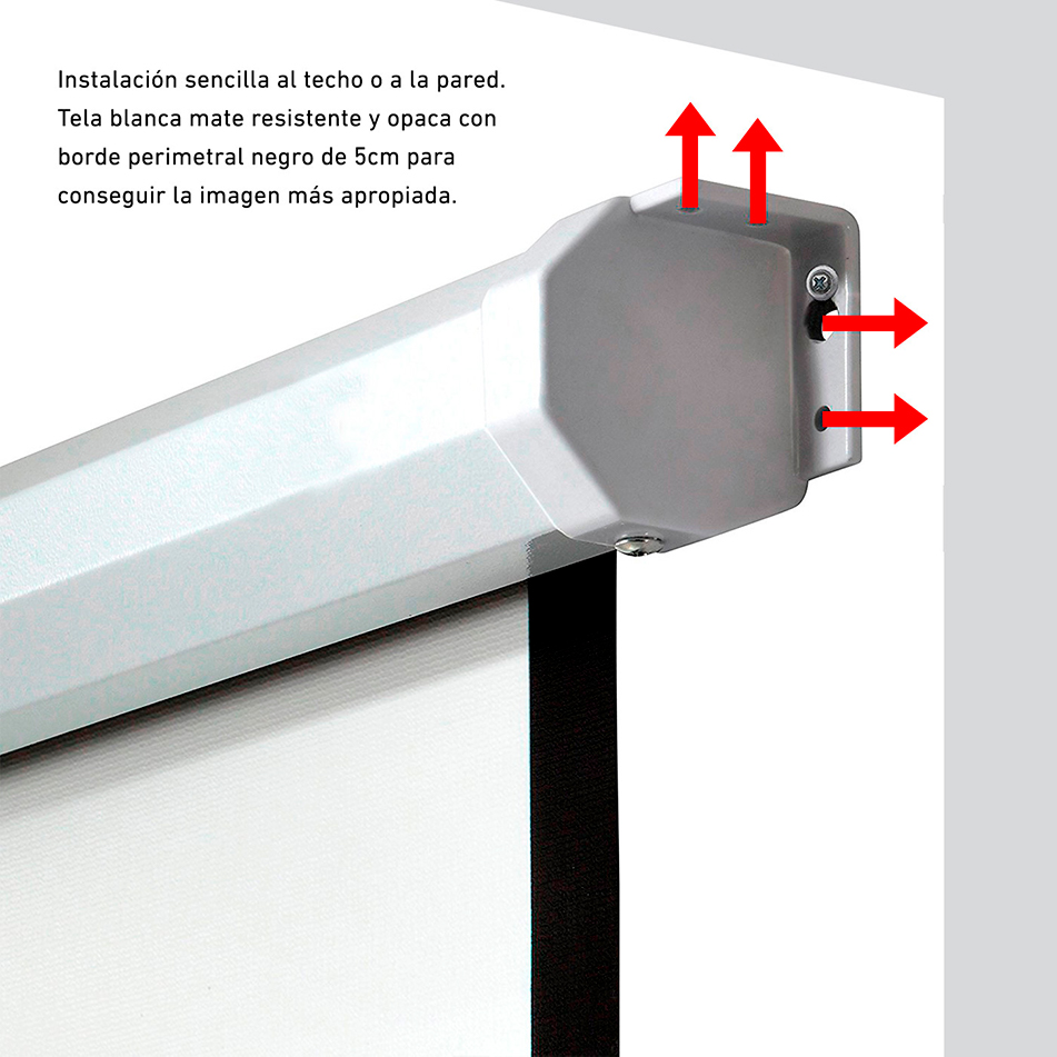 Phoenix - Pantalla de Proyeccion Manual Plegable 112 Pulgadas 2 x 2m Formatos 1:1 4:3 16:9 de Techo y Pared