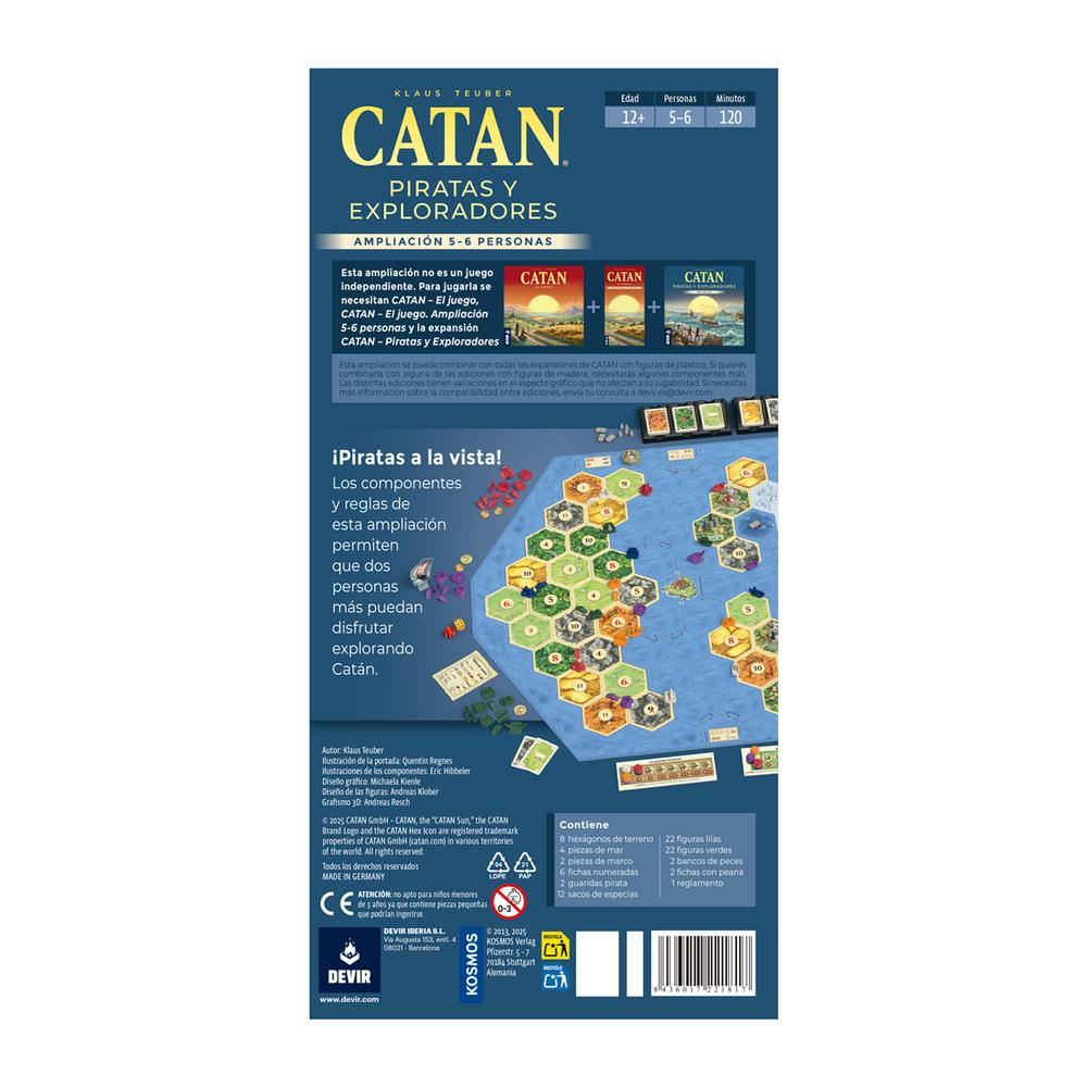 JUEGO DE MESA DEVIR CATAN PIRATAS Y EXPLORADORES 5-6 JUGADORES