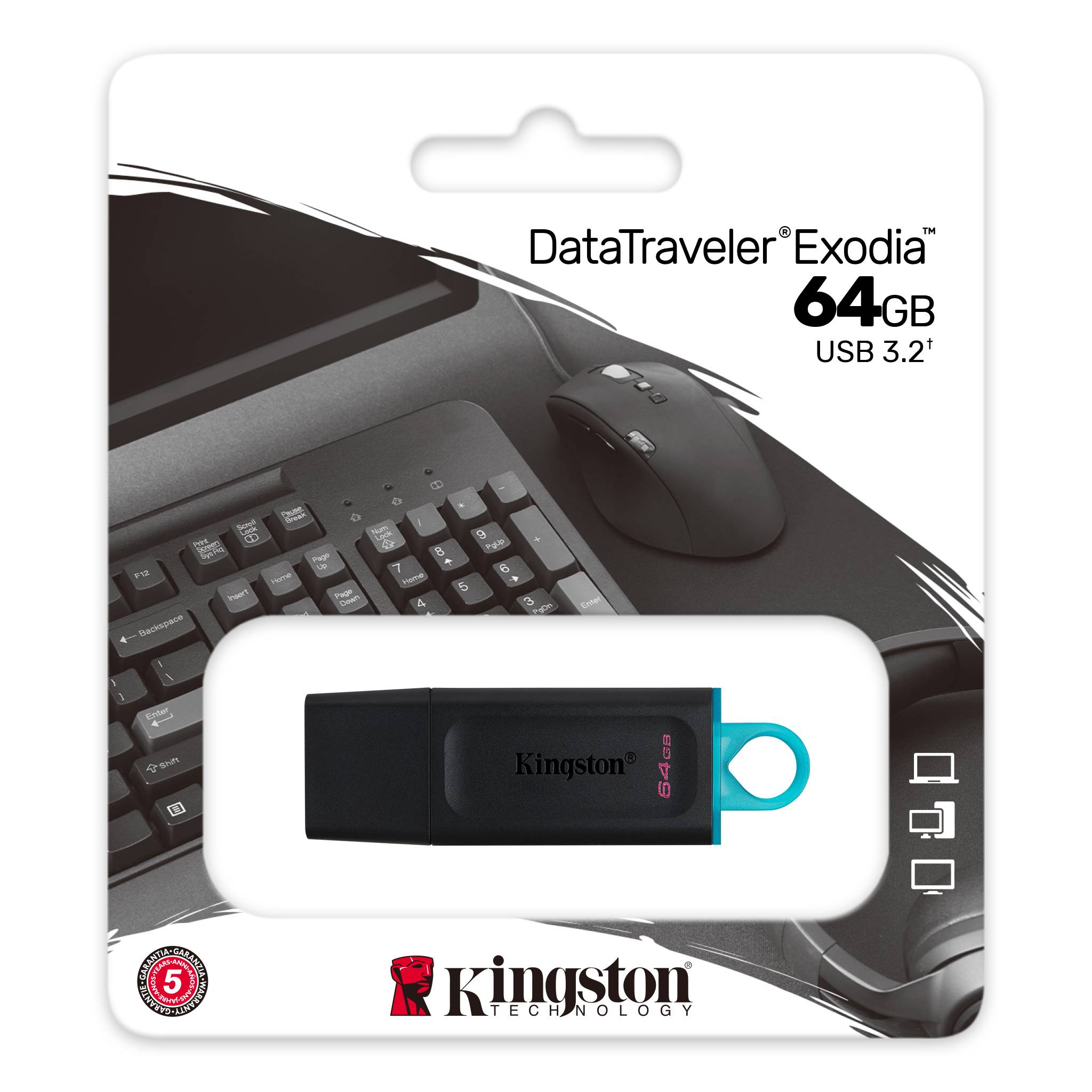MEMORIA USB 3.2 KINGSTON 64 GB DATATRAVELER EXODIA