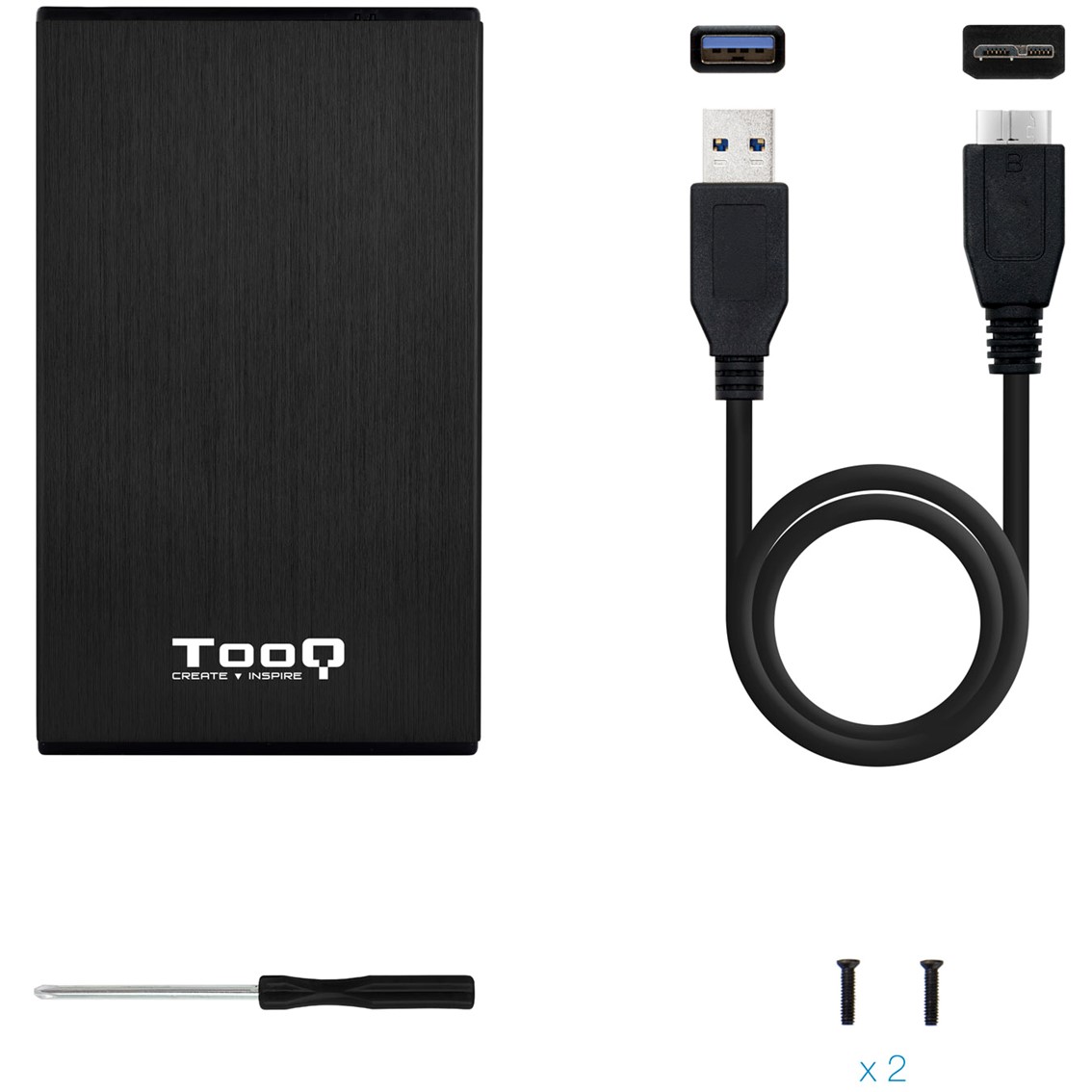CAJA EXTERNA TOOQ TQE-2527B PARA HDD/SSD 2.5" 9.5MM SATA USB 3.0 NEGRA