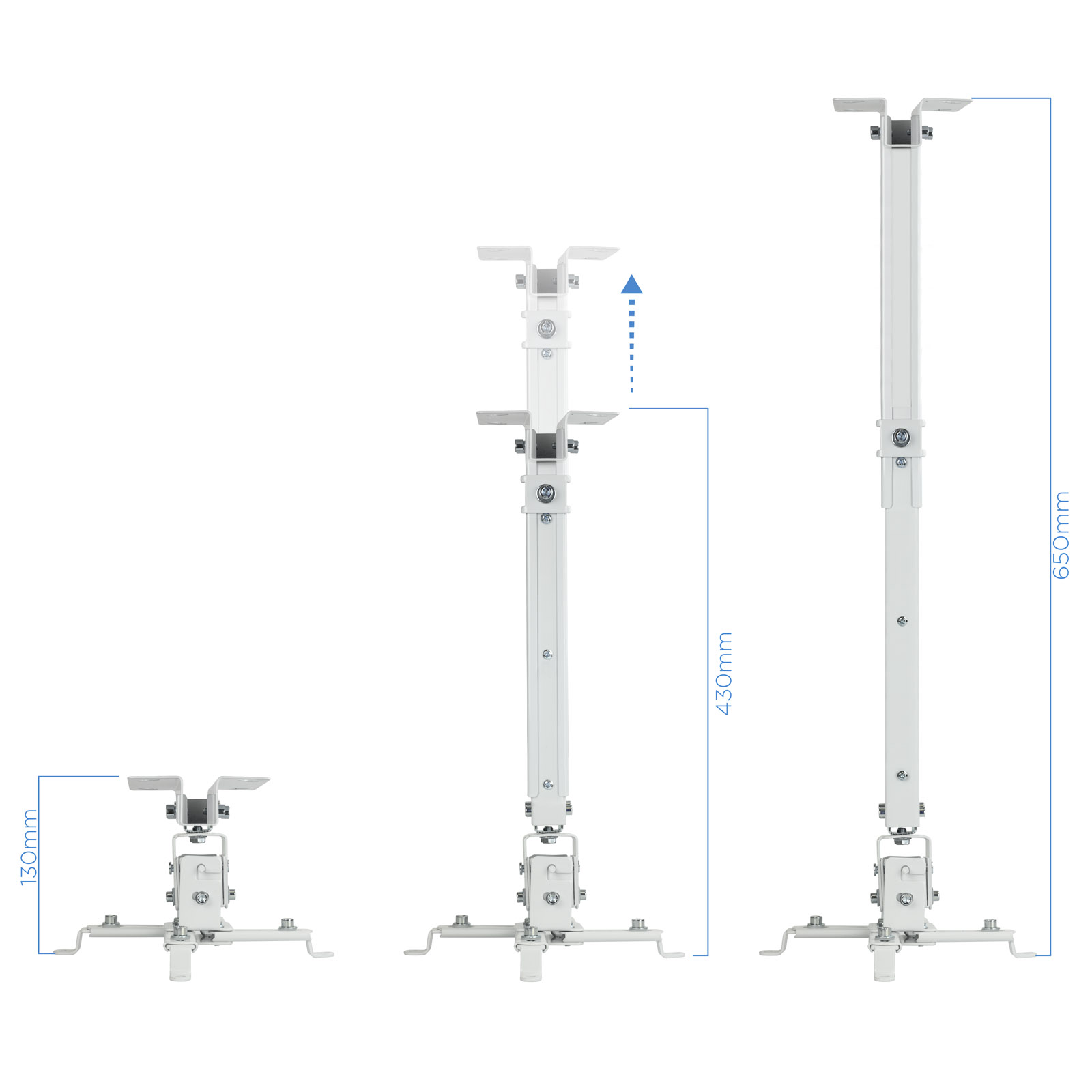 SOPORTE DE PROYECTOR DE TECHO TOOQ  PJ2012T-W BLANCO  DISTANCIA 130-650 mm.