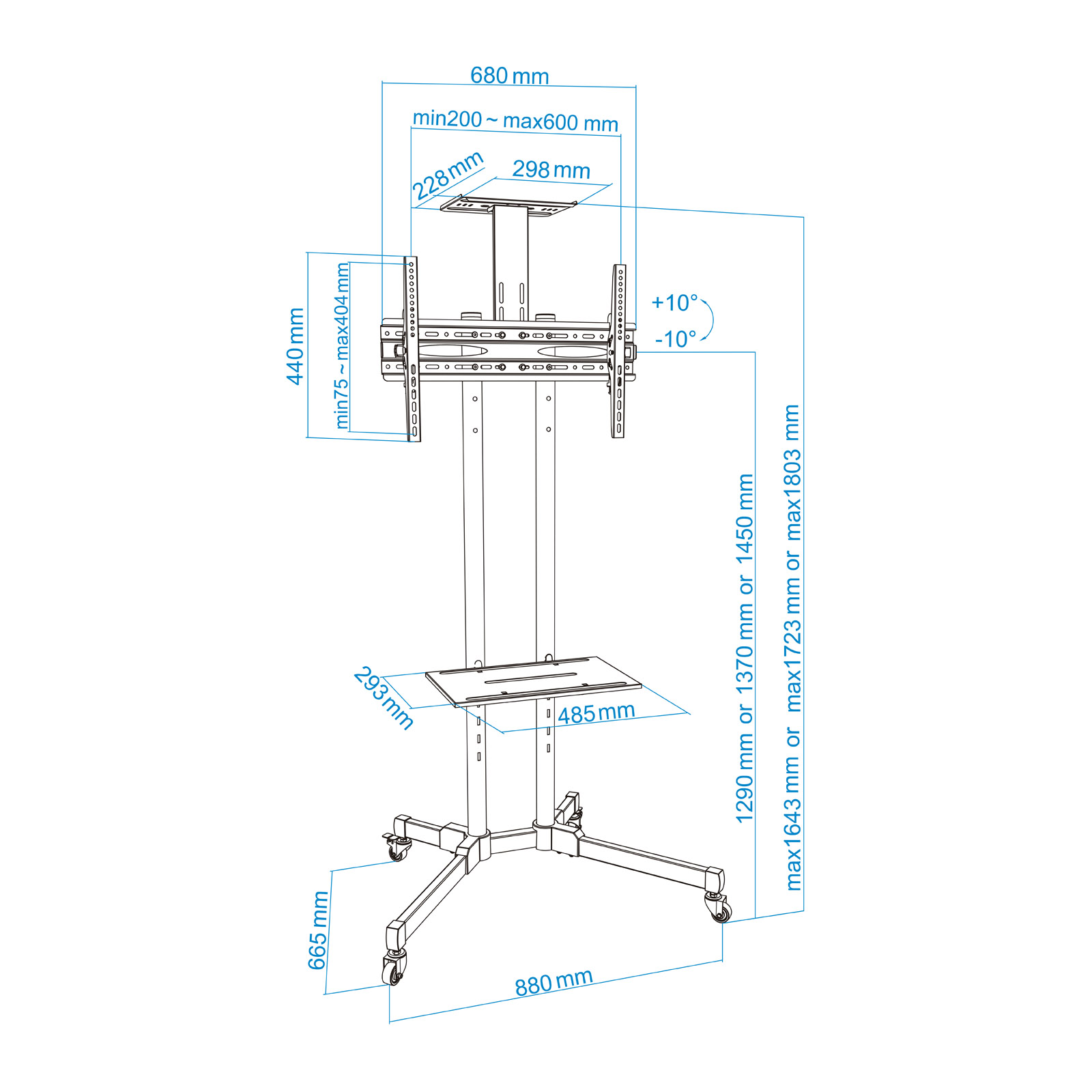 SOPORTE DE SUELO TOOQ PARA PANTALLA TV 37"-70" NEGRO FS1470M-B