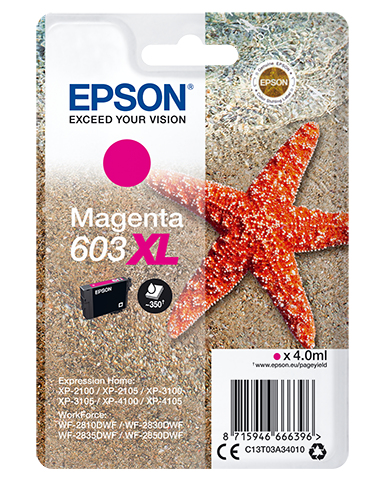 CARTUCHO TINTA EPSON C13T03A34010 SINGLEPACK MAGENTA 603XL ESTRELLA DE MAR