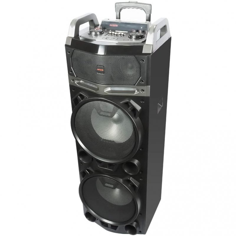 ALTAVOZ TROLLEY AIWA KBTUS-900 100W RMS CON KARAOKE 2 MICROS INALAMBRICOS