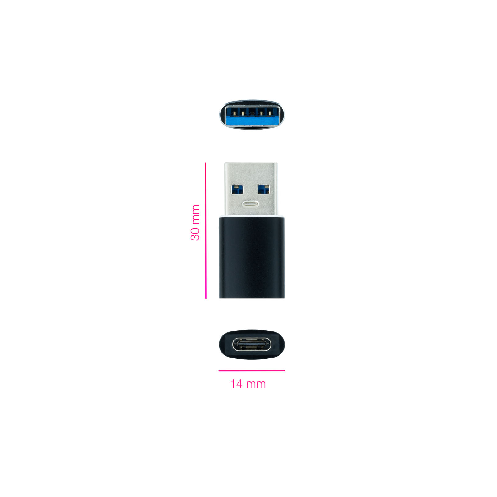 ADAPTADOR USB C A USB A NANOCABLE NEGRO / HEMBRA - MACHO GEN1