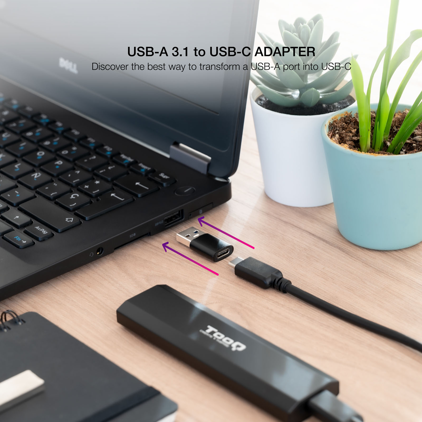 ADAPTADOR USB C A USB A NANOCABLE NEGRO / HEMBRA - MACHO GEN1