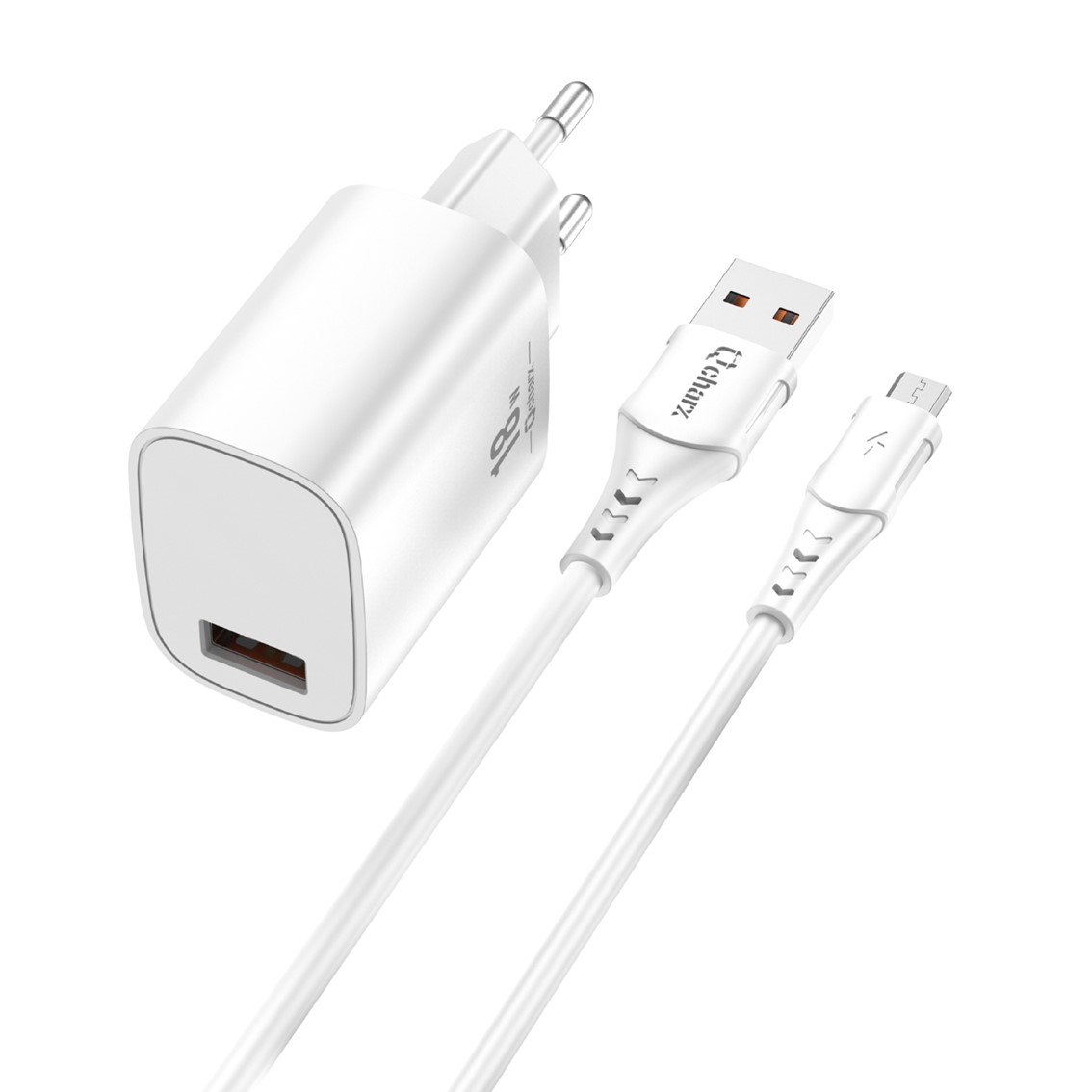 KIT CARGADOR QCHARX ARTEMISIA 3A 18W + CABLE USB A MICRO BLANCO