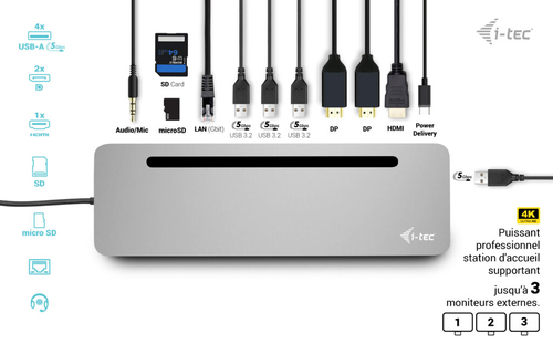 DOCK I-TEC USB-C ERGO 3X LCD METAL ERGONOMICO 4K DOCK PD 100 W