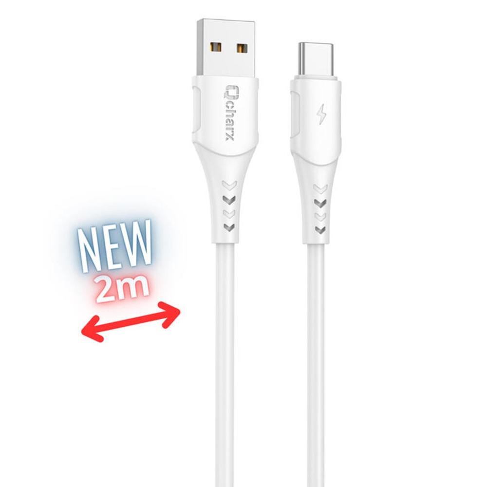 CABLE QCHARX ATHENS USB TIPO C A USB TIPO A / 2M / PVC BLANCO