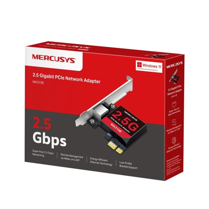 TARJETA DE RED MERCUSYS MA310E 1X 2.5GBPS RJ45 PCI EXPRESS