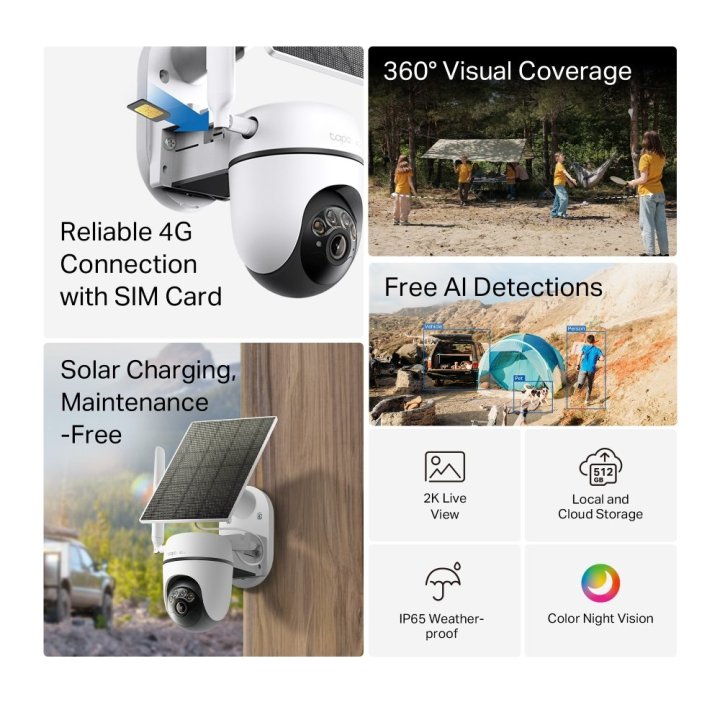 CAMARA DE SEGURIDAD WIFI TP-LINK TAPO C615G KIT 2K PANEL SOLAR