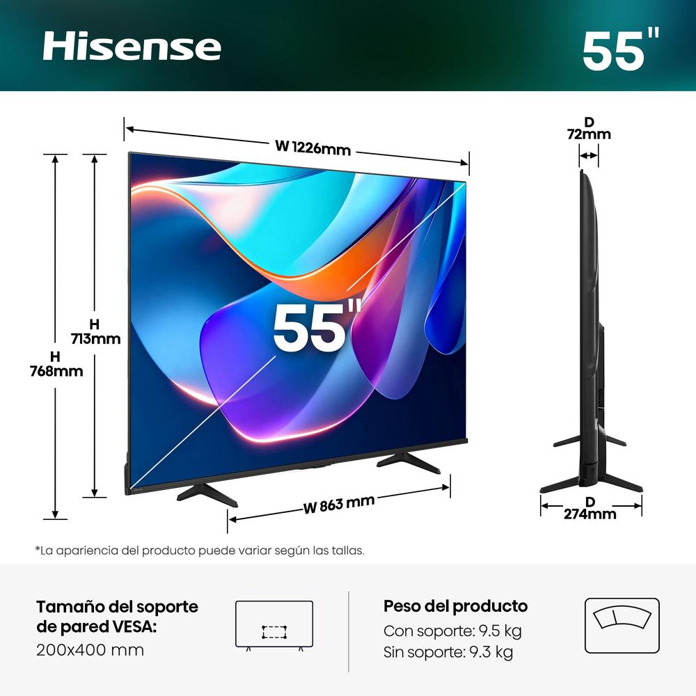 TV HISENSE 55" LED 4K UHD/ 55A6S/ SMART TV