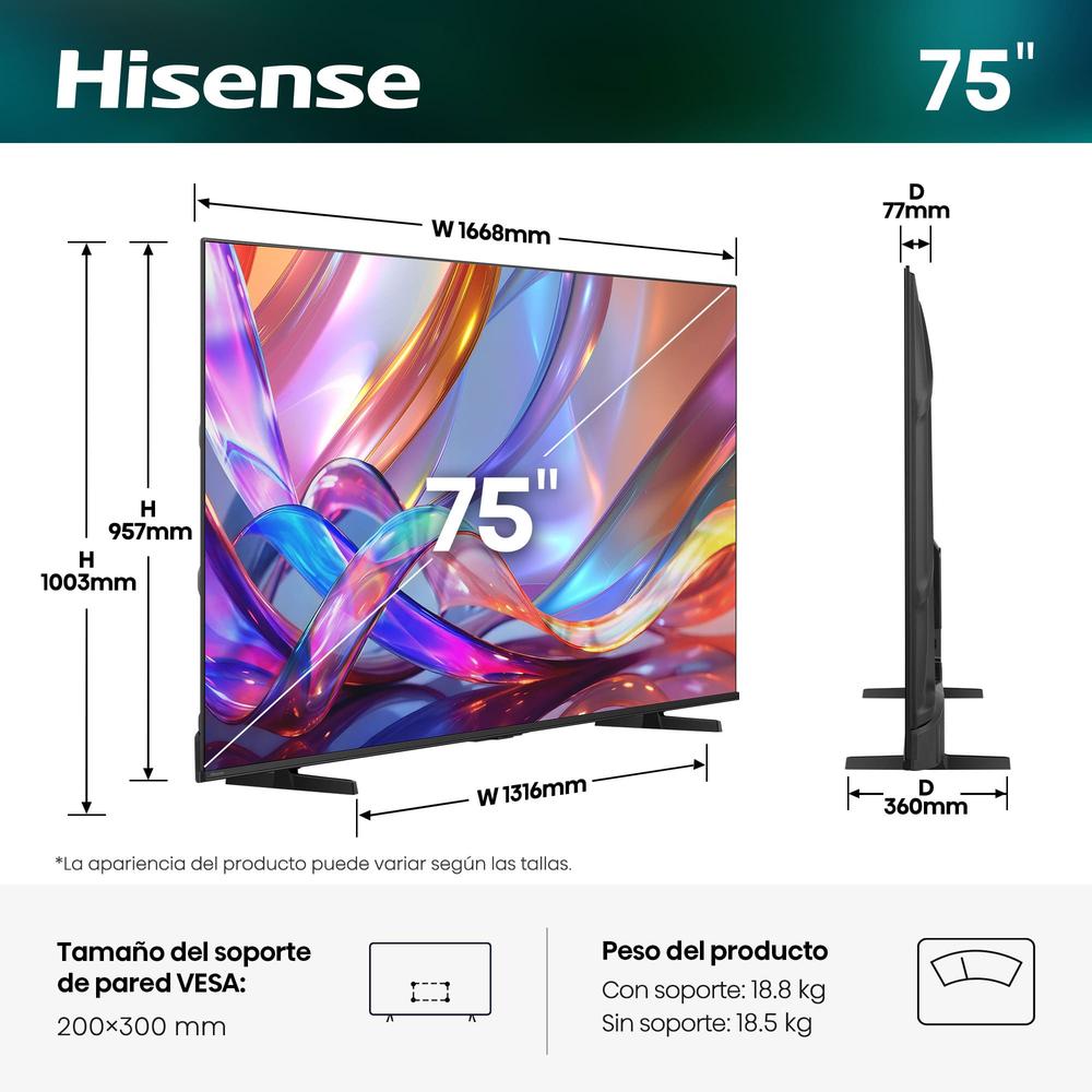 TV HISENSE 75" QLED 4K UHD / 75E7S / SMART TV