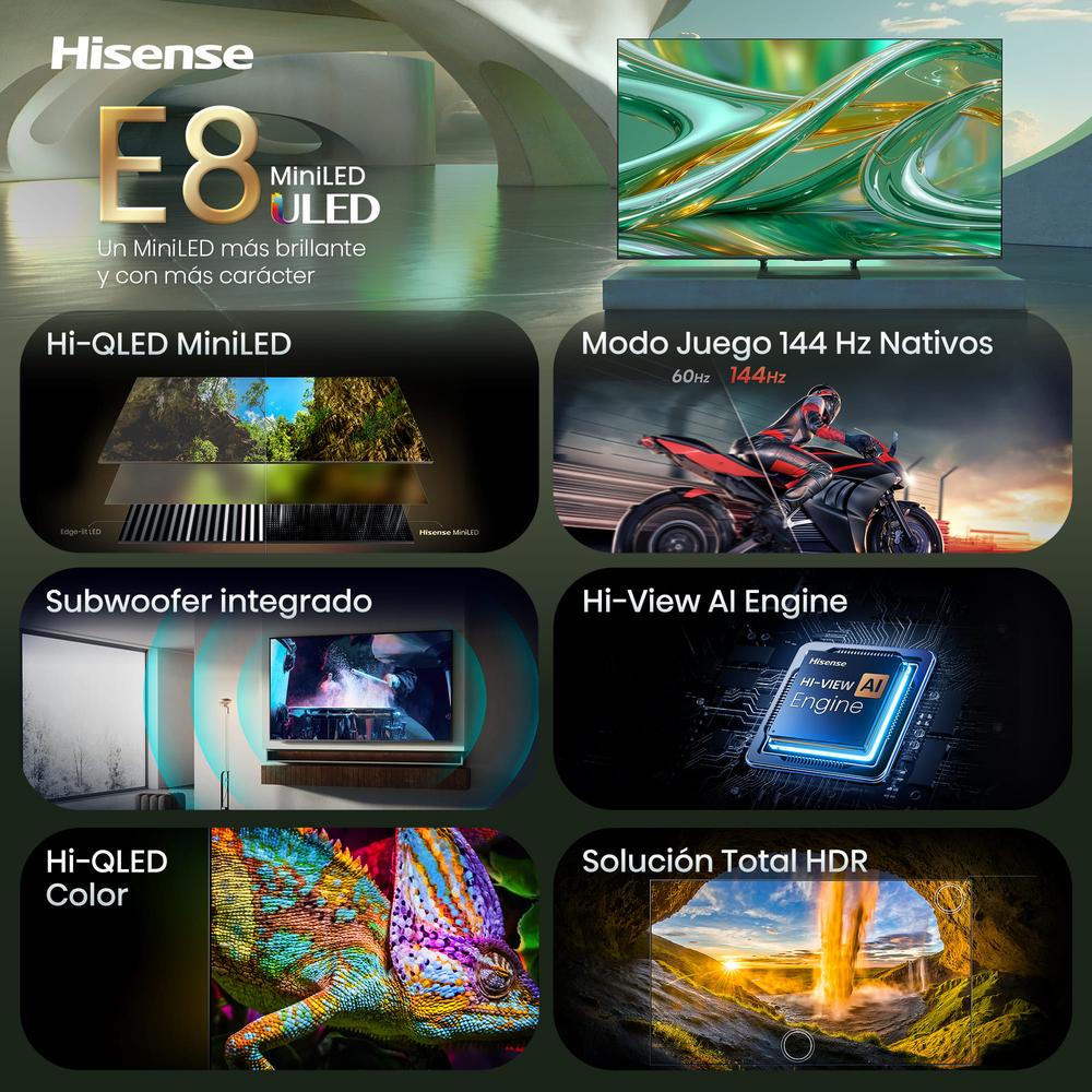 TV HISENSE 65" MINI LED 4K UHD / 65E8S / SMART TV