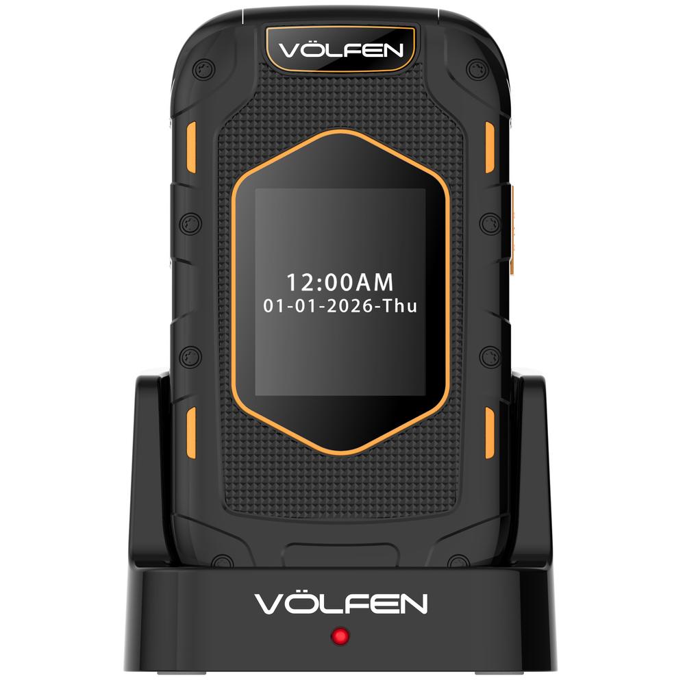 TELEFONO MOVIL VOLFEN RANGER TIPO CONCHA NEGRO/AMARILLO BASE DE CARGA