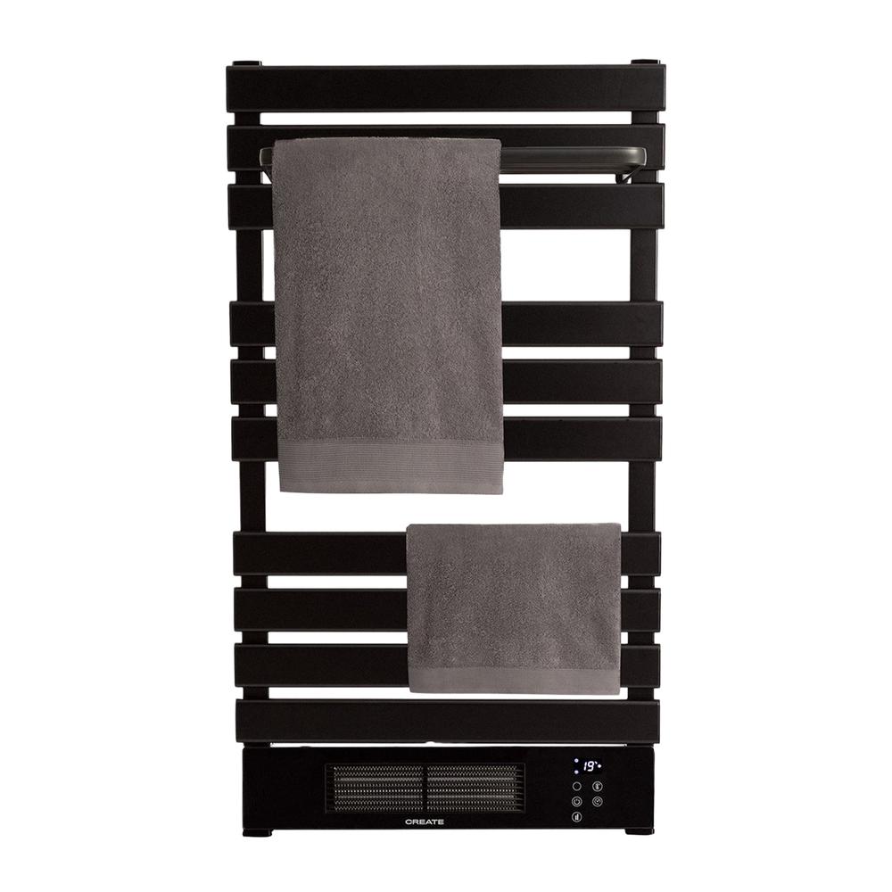 YOEVU - KIT RADIADOR TOALLERO 500 | 1500 W MAS REPISA EXTRA CON GANCHOS - COLOR NEGRO