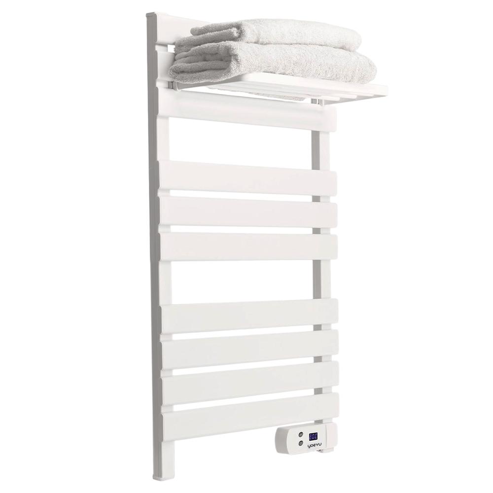 YOEVU - KIT RADIADOR TOALLERO 500 | 1500 W MAS REPISA EXTRA CON GANCHOS - COLOR BLANCO