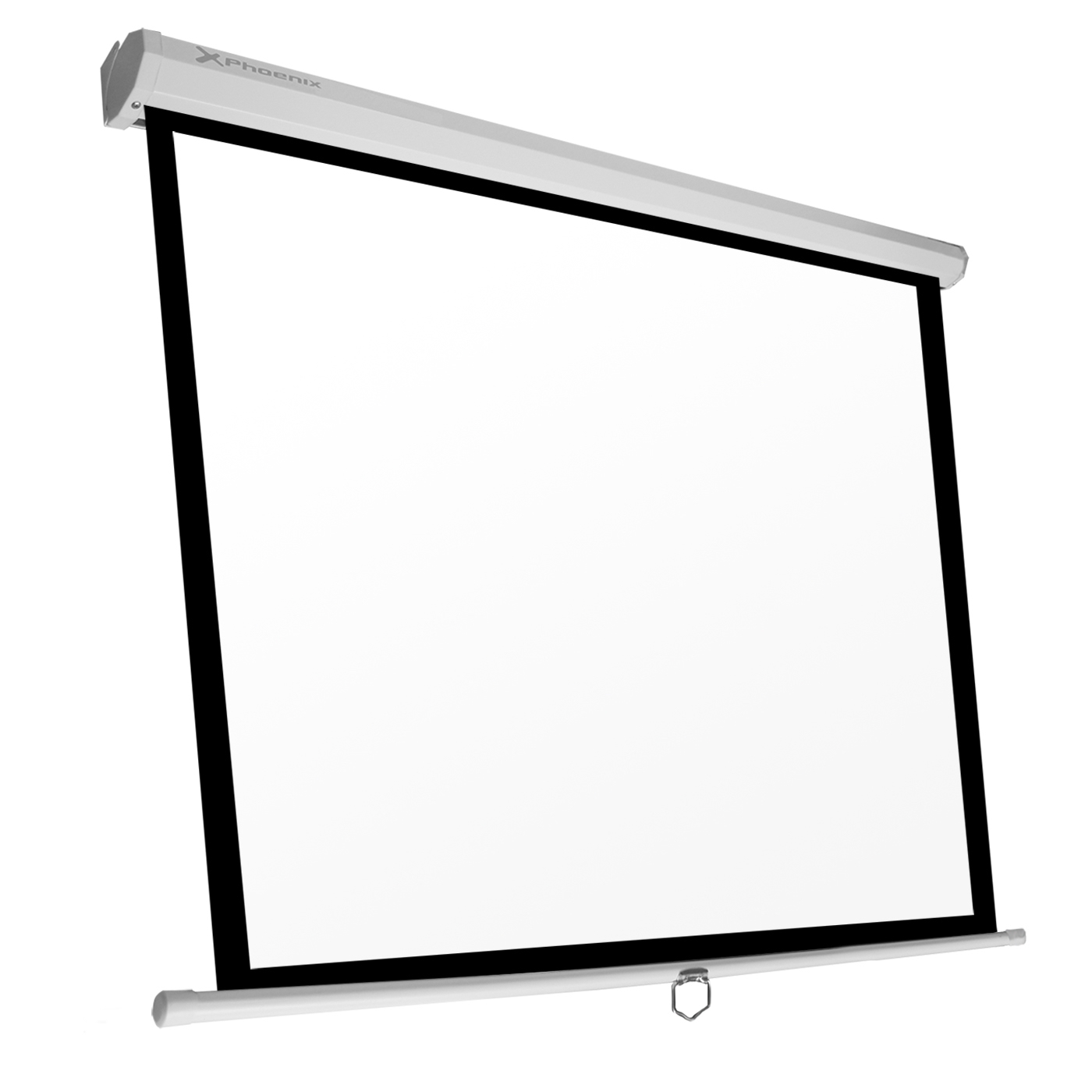 PANTALLA MANUAL VIDEOPROYECTOR PARED Y TECHO PHOENIX 80´´ 1.4M X 1.4M RATIO 1:1 / 16:9 / 4:3 POSICION AJUSTABLE / CARCASA BLANCA / TELA SUPER RESISTENTE
