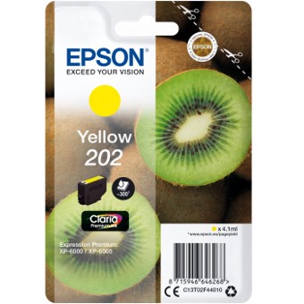 CARTUCHO TINTA EPSON C13T02F44010 SINGLEPACK AMARILLO 202 CLARIA PREMIUM INK XP-6000 / XP-6005 / KIWI