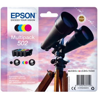 MULTIPACK TINTA EPSON 502 C13T02V64010 NEGRO CIAN MAGENTA AMARILLO INK