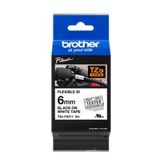CINTA LAMINADA BROTHER TZeFX211 TEXTO NEGRO SOBRE FONDO BLANCO/ 6MM ANCHO/ 8M LONGITUD