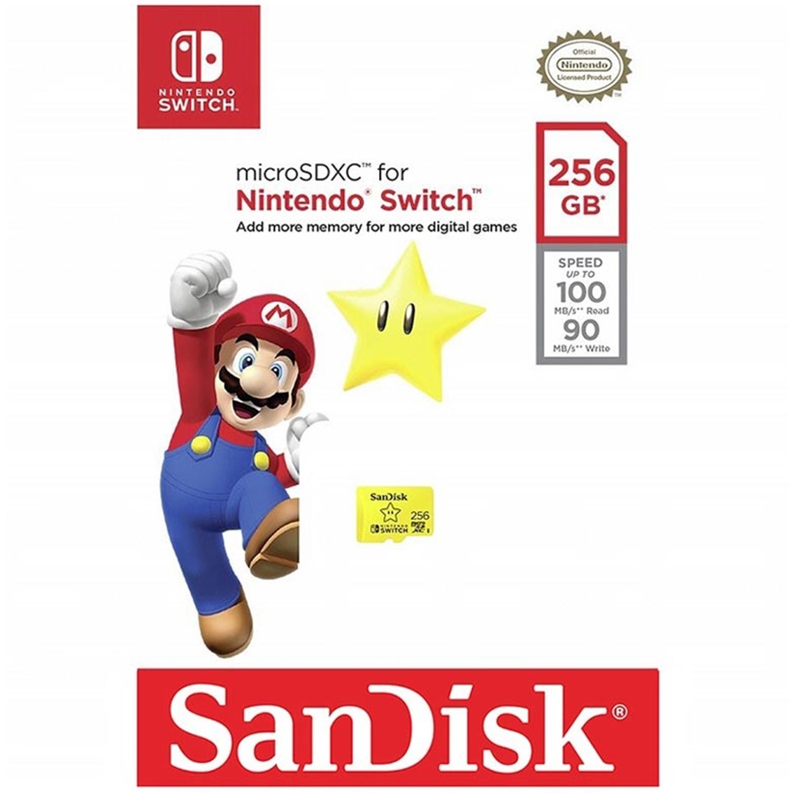 Licencia Nintendo Switch/UHS I/U3/Lectura: 100MB/s