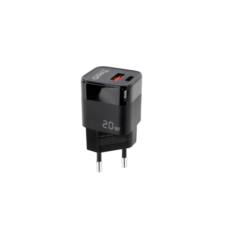 CARGADOR PARED TOOQ USB-C/PD + USB-A/QC 20W NEGRO