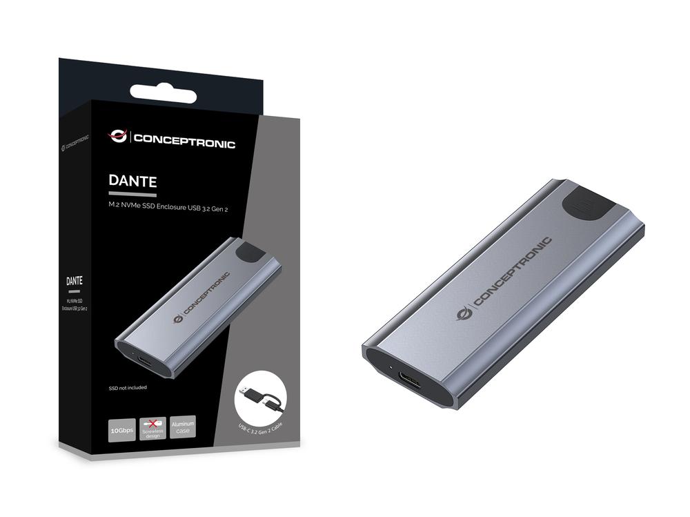 CAJA EXTERNA USB-C CONCEPTRONIC DANTE HD M.2 NVME SSD USB-C 3.2 GEN2 / USB-A
