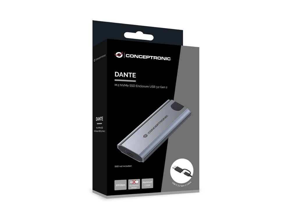 CAJA EXTERNA USB-C CONCEPTRONIC DANTE HD M.2 NVME SSD USB-C 3.2 GEN2 / USB-A
