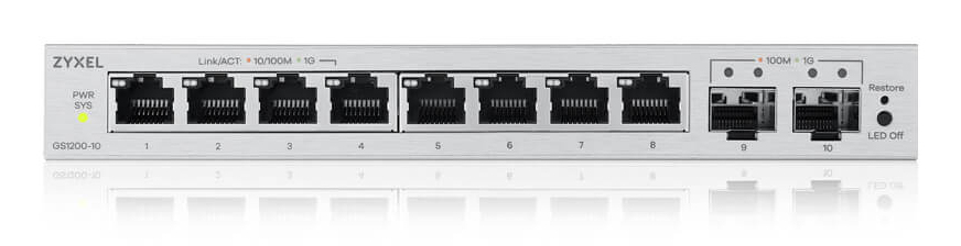 SWITCH 10 PUERTOS ZYXEL GS1200-10V3 8xGbE 2xSFP