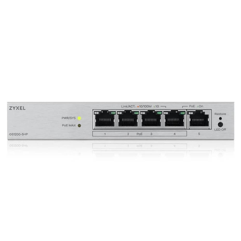 SWITCH 5 PUERTOS ZYXEL GS1200-5HPv3 5 PUERTOS 5xGb (4xPoE+) 68W