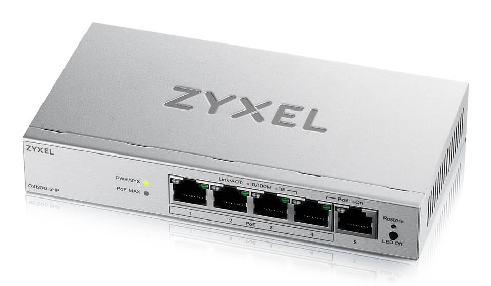 SWITCH 5 PUERTOS ZYXEL GS1200-5HPv3 5 PUERTOS 5xGb (4xPoE+) 68W