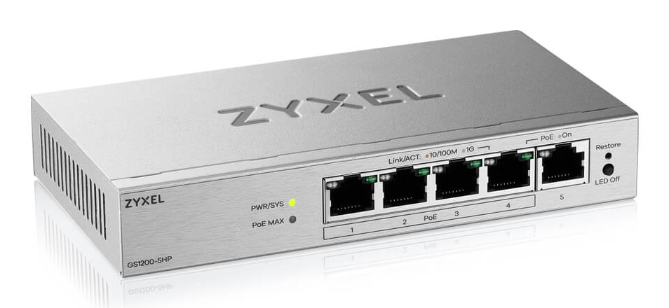 SWITCH 5 PUERTOS ZYXEL GS1200-5HPv3 5 PUERTOS 5xGb (4xPoE+) 68W