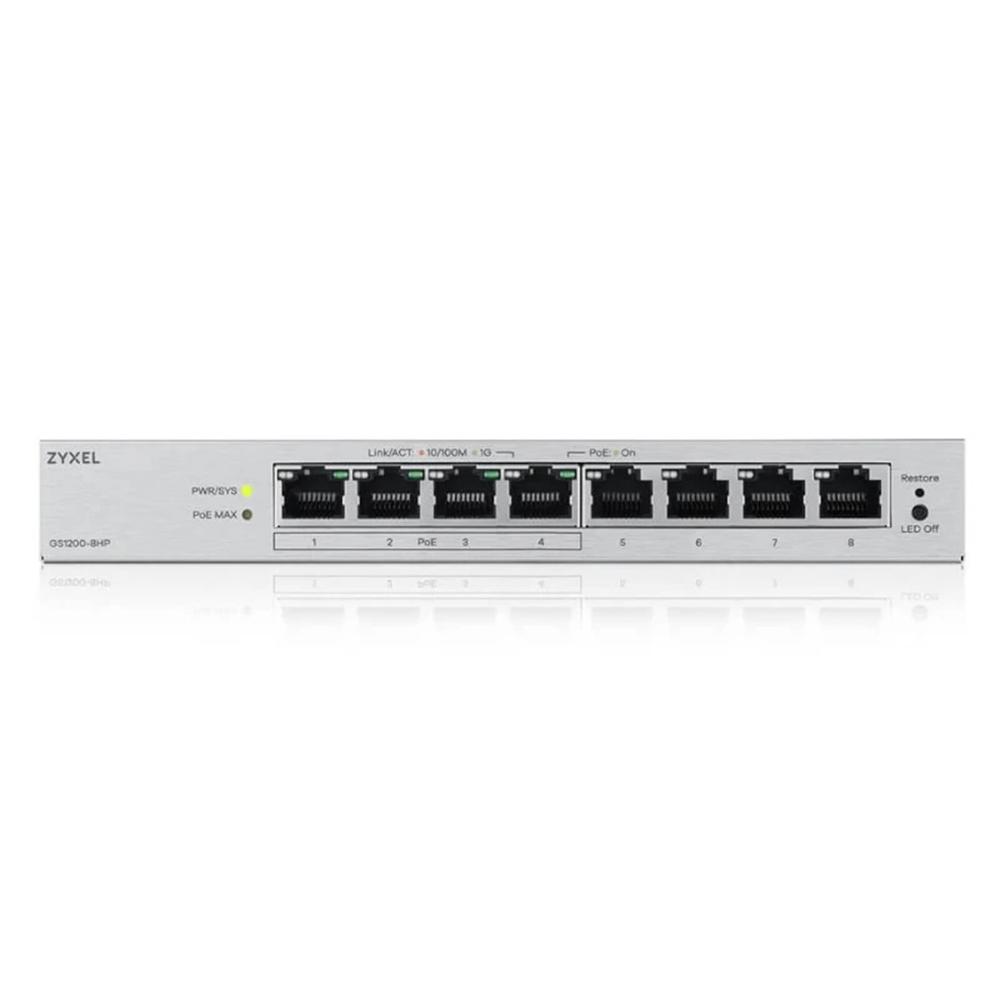 SWITCH 8 PUERTOS ZYXEL GS1200-8HPv3 8xGb (4xPoE+) 68W