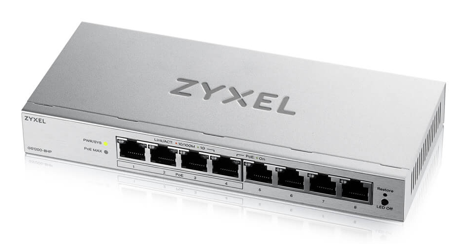 SWITCH 8 PUERTOS ZYXEL GS1200-8HPv3 8xGb (4xPoE+) 68W