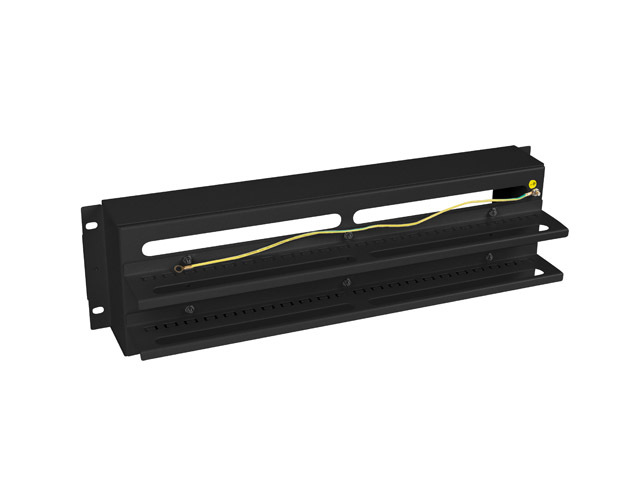 PANEL LANBERG DE DISTRIBUCION DE TENSION 19'' 3U CON RAIL DIN TS-35 NEGRO