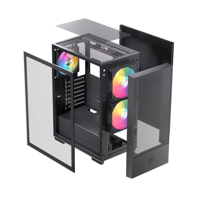 CAJA ORDENADOR GAMING EINAREX P100 ATX RGB CRISTAL TEMPLADO NEGRA