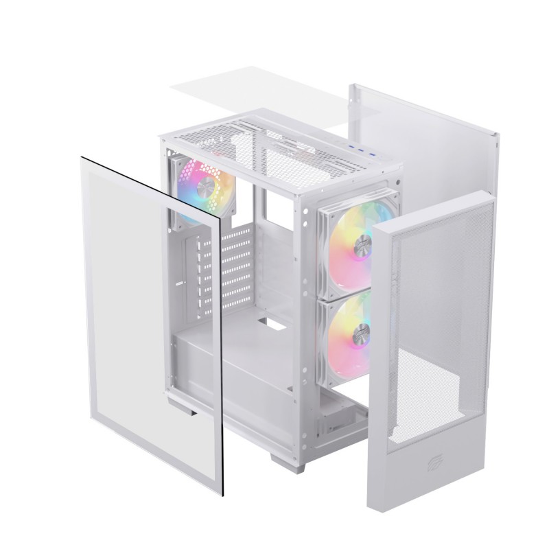 CAJA ORDENADOR GAMING EINAREX P100 ATX RGB CRISTAL TEMPLADO BLANCA