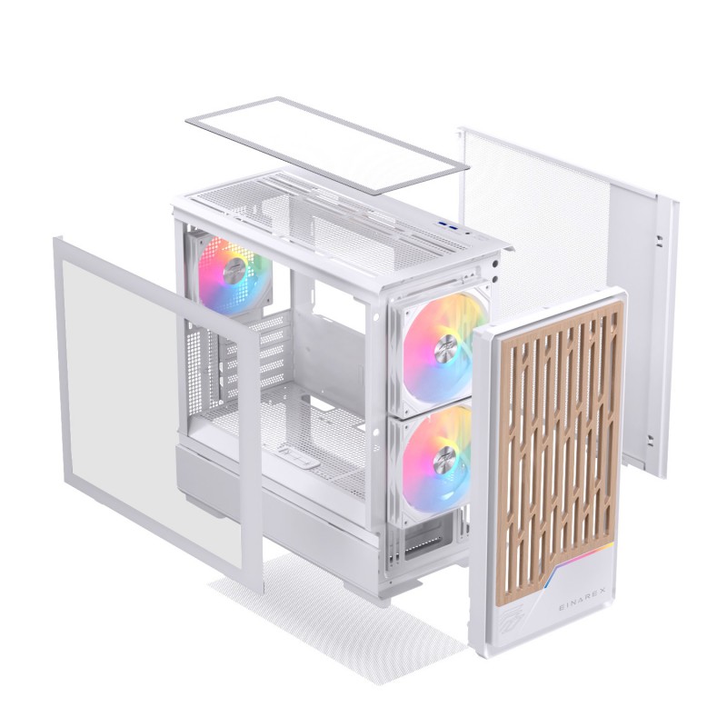 CAJA ORDENADOR GAMING EINAREX PM400 ATX RGB CRISTAL TEMPLADO BLANCA