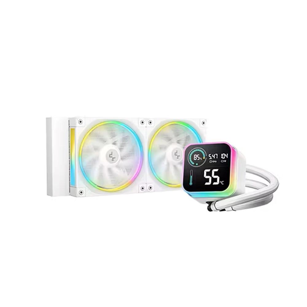 KIT REFRIGERACION LIQUIDA DEEPCOOL LQ240 LED DIGITAL ARGB 2X 120MM BLANCO