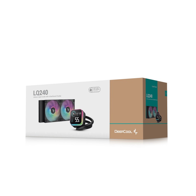 KIT REFRIGERACION LIQUIDA DEEPCOOL LQ240 LED DIGITAL ARGB 2X 120MM NEGRO