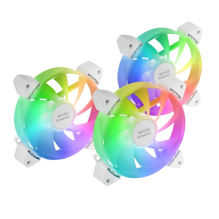 VENTILADOR CAJA MARS GAMING MF-3A ARGB 3X 120MM BLANCO