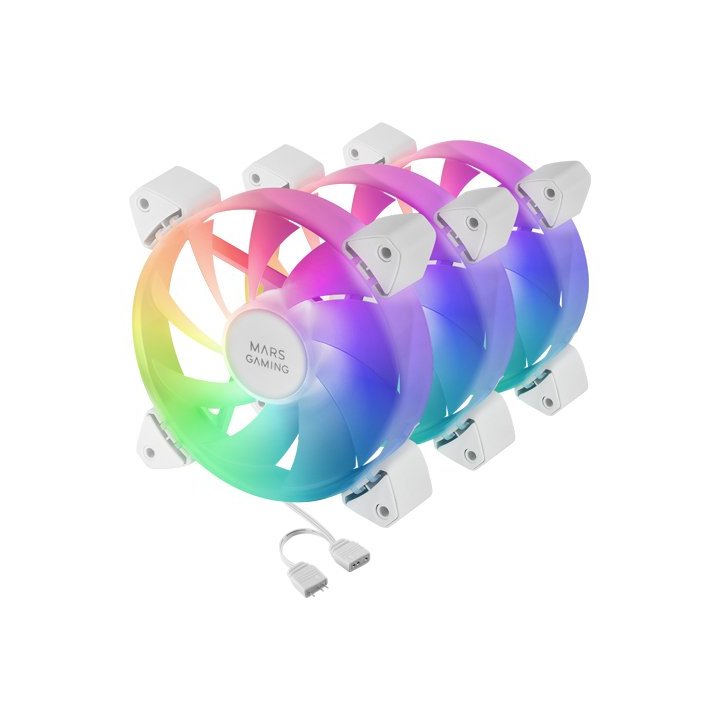 VENTILADOR CAJA MARS GAMING MF-3A ARGB 3X 120MM BLANCO