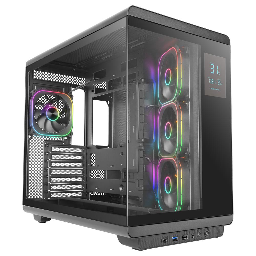 CAJA ORDENADOR MARS GAMING MC-REVPRO ATX ARGB LCD 4.3" CRISTAL TEMPLADO NEGRA