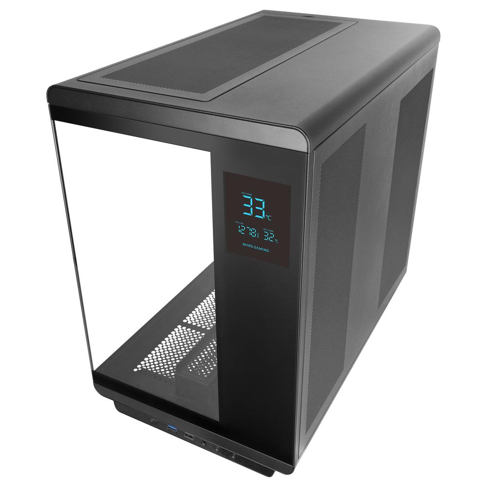CAJA ORDENADOR MARS GAMING MC-REVPRO ATX ARGB LCD 4.3" CRISTAL TEMPLADO NEGRA