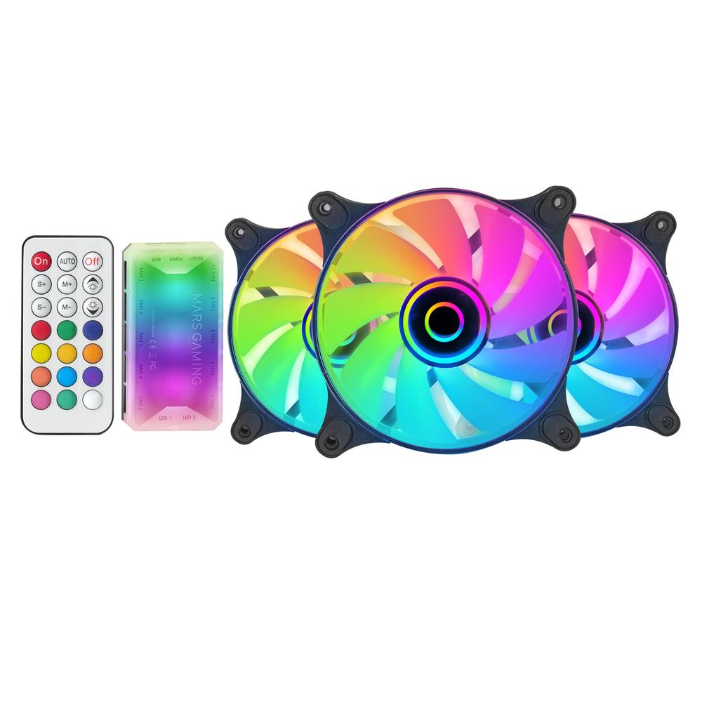 VENTILADOR CAJA MARS GAMING MF-3D ARGB 3X 120MM NEGRO