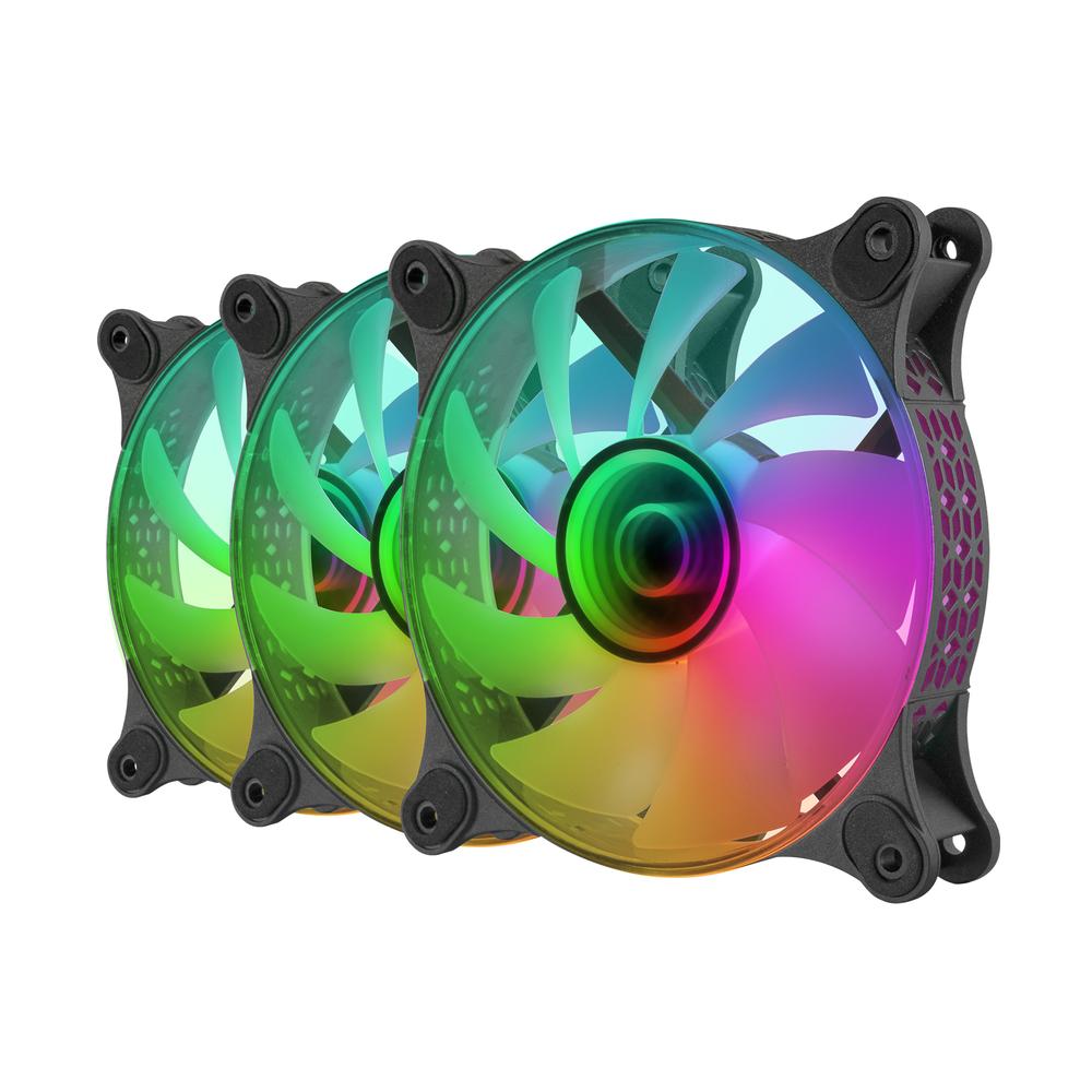 VENTILADOR CAJA MARS GAMING MF-3D ARGB 3X 120MM NEGRO